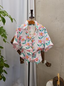 [봄신상 무배] 복사꽃 아젤 사선 포켓 반팔 셔츠 남방