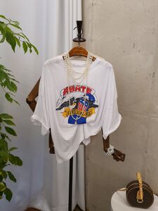 [여름신상 무배] 독수리 프린팅 롤업 라운드 5부 티셔츠