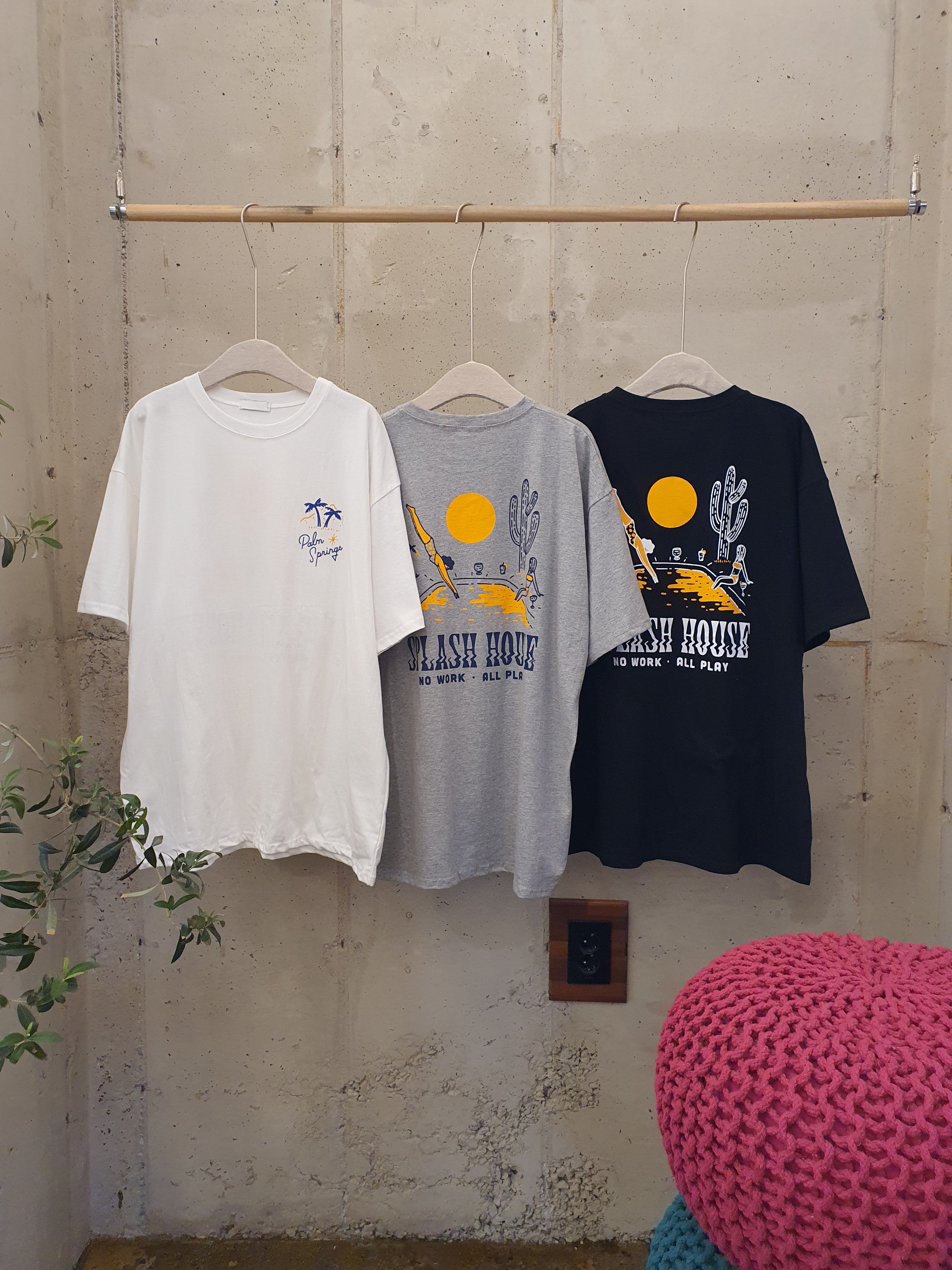 [여름신상 무배] 썬비치 야자수나염 빅 박스핏 반팔 티셔츠