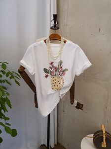 [봄신상 무배] 어나더 화분 프린팅 반팔 라운드 티셔츠