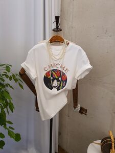 [봄신상 무배] 검은고양이 진주 레터링 라운드 반팔 티셔츠