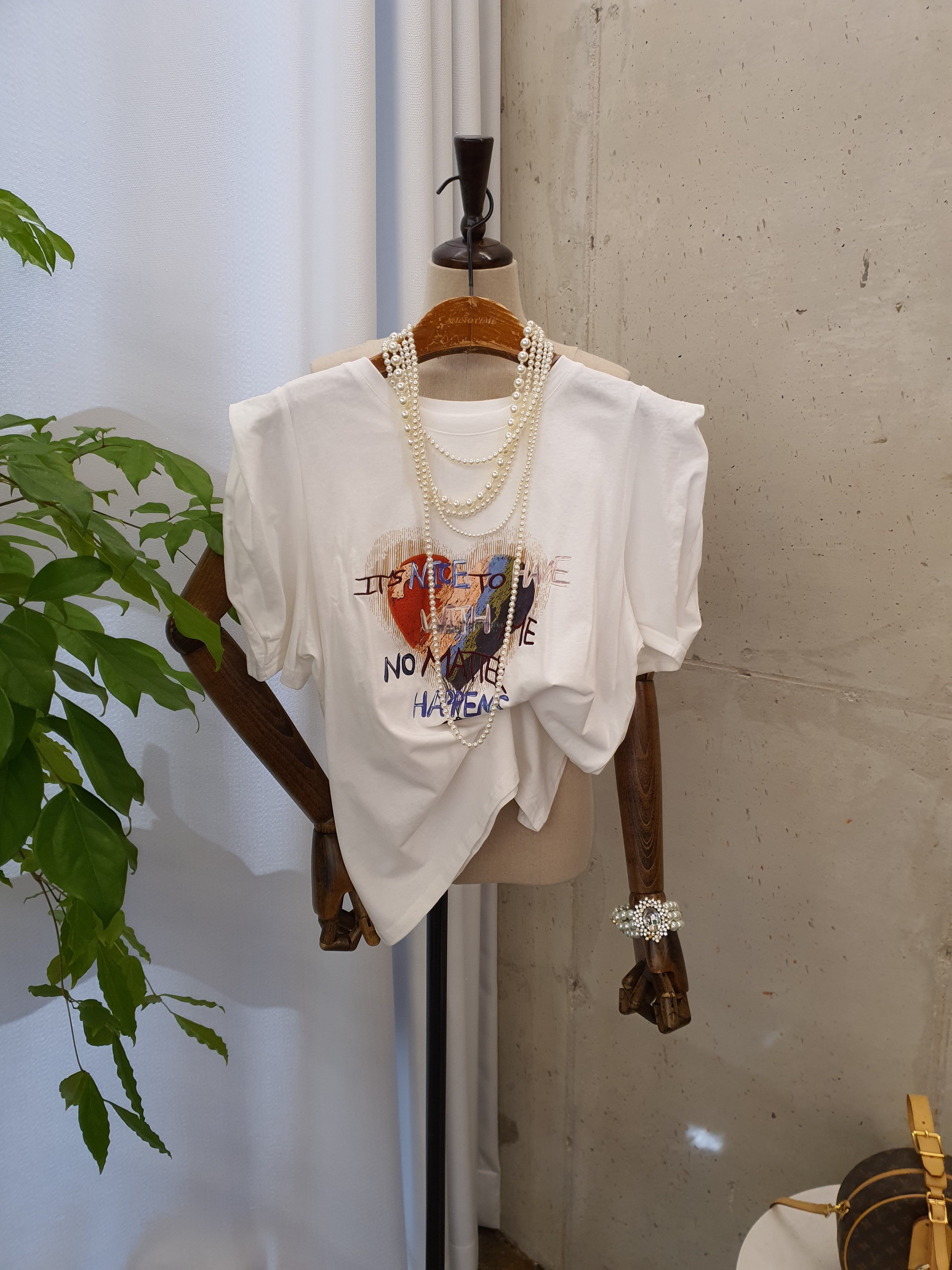 [여름신상 무배] 하트 패러글라이딩 퍼프 반팔 티셔츠